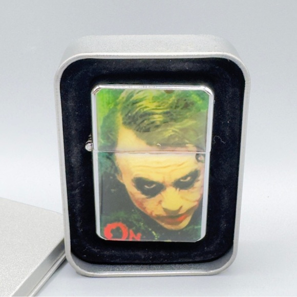 The Dark Knight Joker Metal Flip Lighter with Tin Case – No Fluid, Collectible - Picture 6 of 6